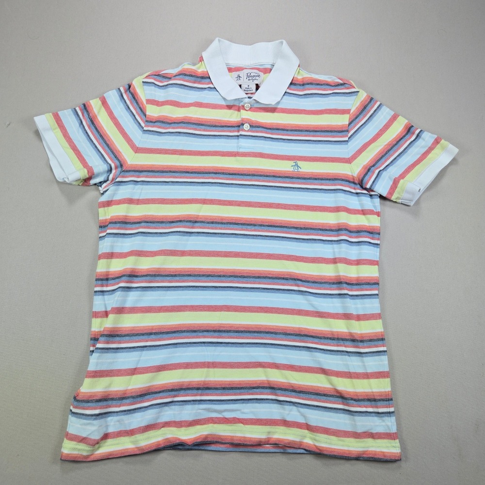 Original Penguin Polo Shirt Striped Short Sleeve Multi Color Mens Size M - Picture 1 of 7